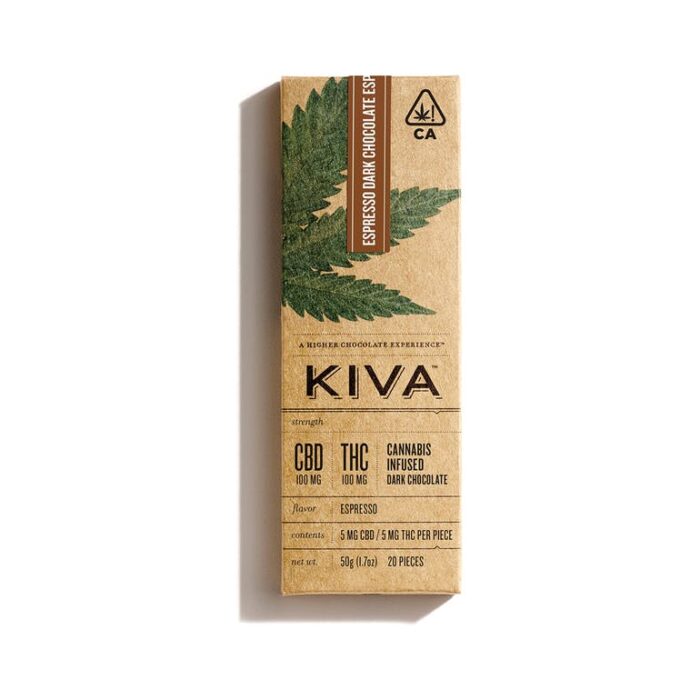 Kiva, Espresso Dark Chocolate Bar, edibles, Cannabis Infused, thc, weed, marijuana, overland delivery, bay area