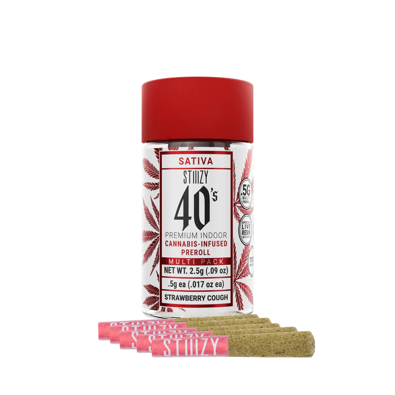 STIIIZY | Strawberry Cough - 40s Multi Pack Infused Prerolls (0.5g ...