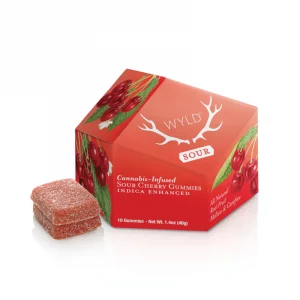WYLD | Sour Cherry Indica Enhanced Gummies – 100mg